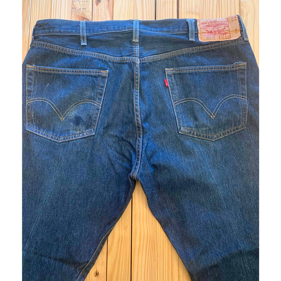 Men's 501xx dark blue Jeans - button fly - Like New - W42 L32 - Picture 5 of 8